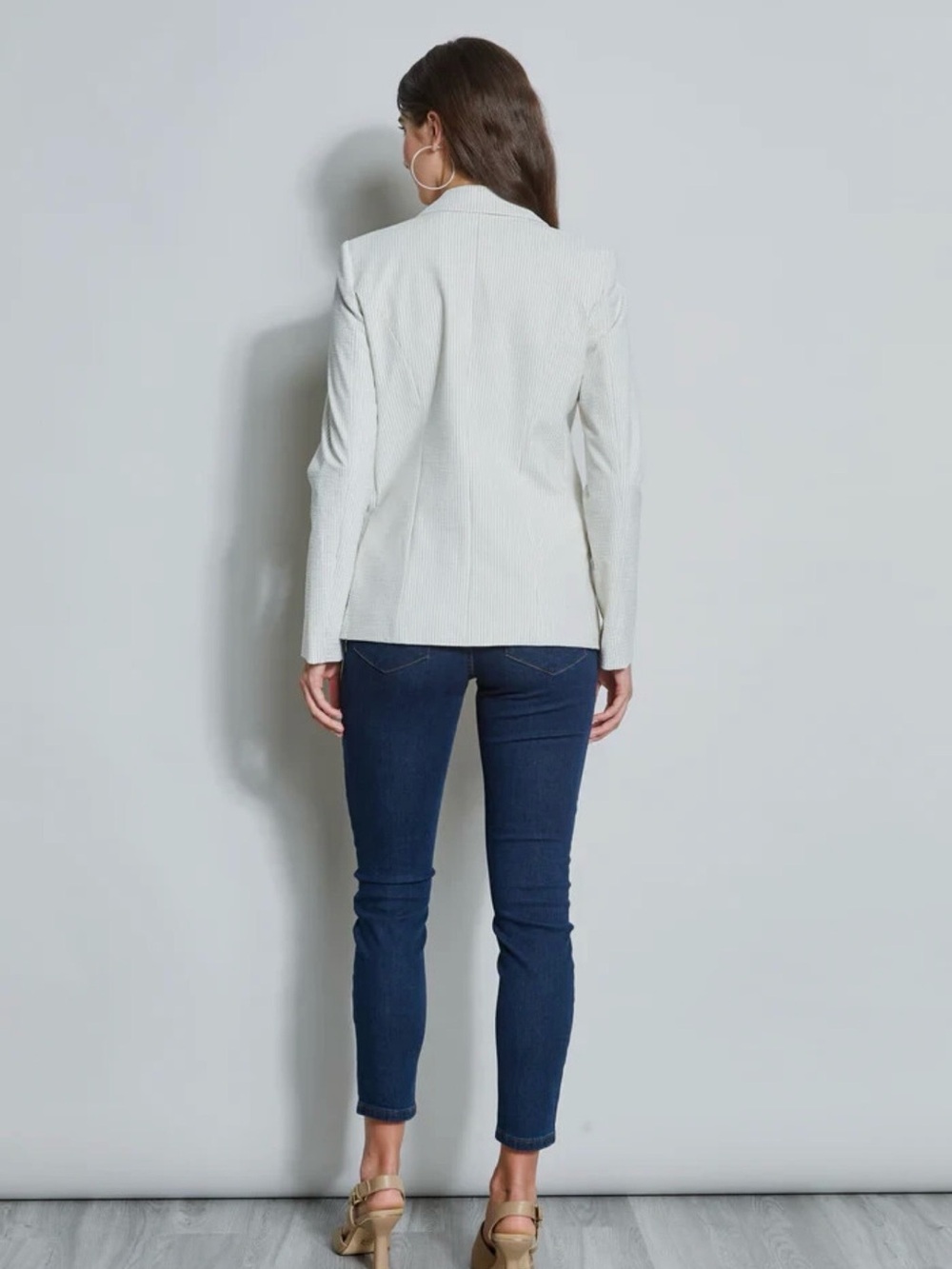 NWT Elie Tahari Limani Pinstripe Seersucker Blazer Jacket Size 10 MSRP $398 - Picture 2 of 6